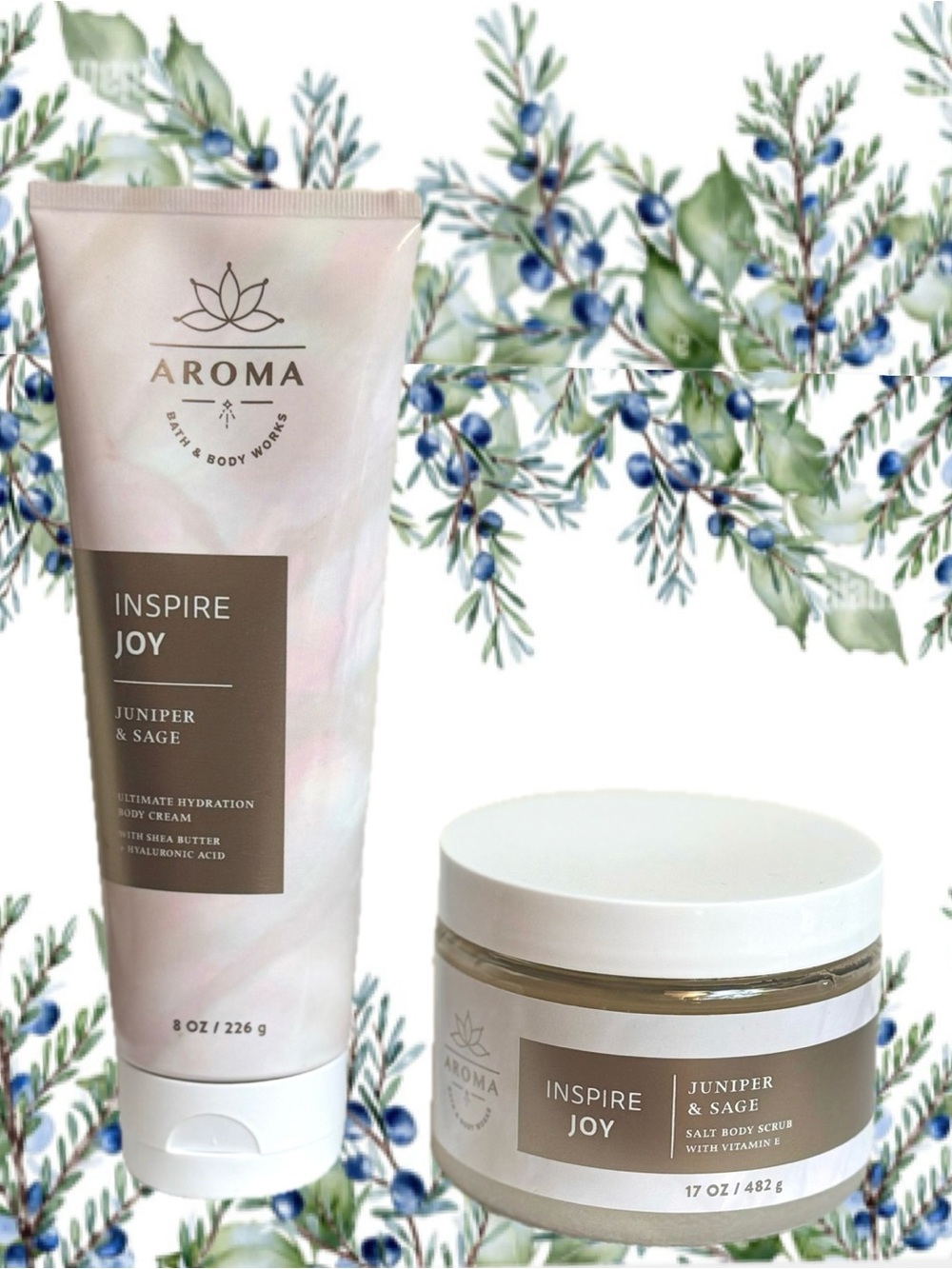 INSPIRE JOY Juniper & Sage Body Cream Salt Scrub Bath & Body Works Aromatherapy